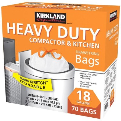 画像1: カークランドシグネチャー ひも付きゴミ袋 68L x 70枚 白 Kirkland Signature Drawstring Bags 68L x 70 CT