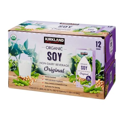 画像1: カークランドシグネチャー 有機豆乳 オリジナル 946ml x 12パック Kirkland Signature Plain Organic Soy Beverage 946ml x 12