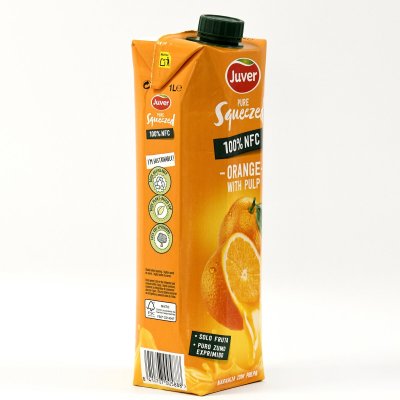 画像1: ジュベル 100% オレンジジュース 果汁入り 1L x 10本 Juver 100% Orange Juice With Pulp 1L x 10