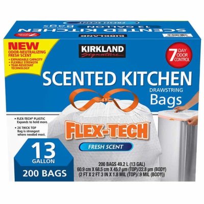 画像1: カークランドシグネチャー ひも付きゴミ袋 香り付き 49L x 200枚 Kirkland Signature Scented Kitchen Trash Bag 49L x 200 sheet