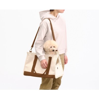 画像1: キャンバス トート キャリー L サイズ （アイボリーとグレー） Canvas Tote Carry L Size (Ivory or Grey)