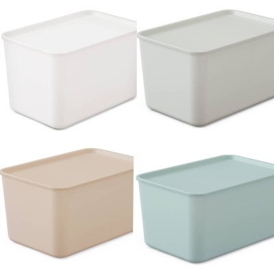 画像1: アイリスオーヤマ フタ付き積み重ねボックス ６個セット FTB-45D IRIS OHYAMA Stackable Box with Lid 6pcs FTB-45D