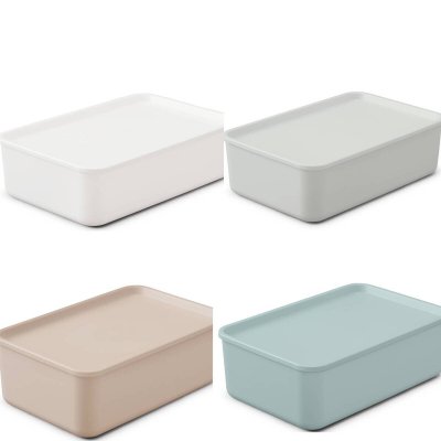 画像1: アイリスオーヤマ フタ付き積み重ねボックス ６個セット FTB-45 IRIS OHYAMA Stackable Box with lid 6pcs FTB-45