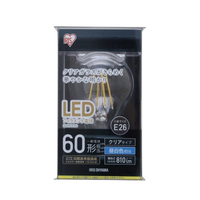 画像1: アイリスオーヤマ LEDフィラメント電球 E26 60型相当 IRIS OHYAMA LED Filament Bulb E26 60W