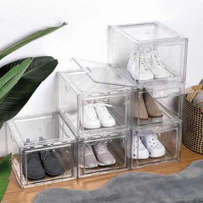 画像2: クリアシューズボックス 4個セット Stackable Shoe Box 4PK