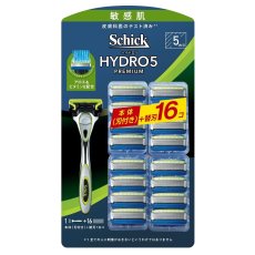 画像1: Schick(シック) 5枚刃 ハイドロ5 プレミアム 敏感肌用 本体+替刃16P Schick Hydro5 Premium Sensitive (1)