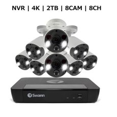 画像1: Swann（スワン）8CH 4K NVRシステム 2TB 4K 顔認識 バレット カメラ 8台セット Swann 8CH 4K NVR With 2TB HDD and Facial Recognition 4K Bullet Cameras x8 (1)