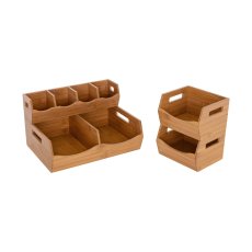 画像2: セビルクラシックス 竹製小物入れ 積重ね可能 ４個セット Seville Classics Bamboo Stackable Bin Organizer 4PC (2)