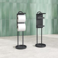 画像2: セビルクラシックス ダブルトイレットペーパーホルダー 天板付き Seville Classics Double Toilet Paper Holder With Top Shelf (2)