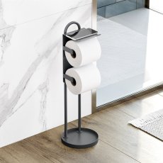 画像4: セビルクラシックス ダブルトイレットペーパーホルダー 天板付き Seville Classics Double Toilet Paper Holder With Top Shelf (4)